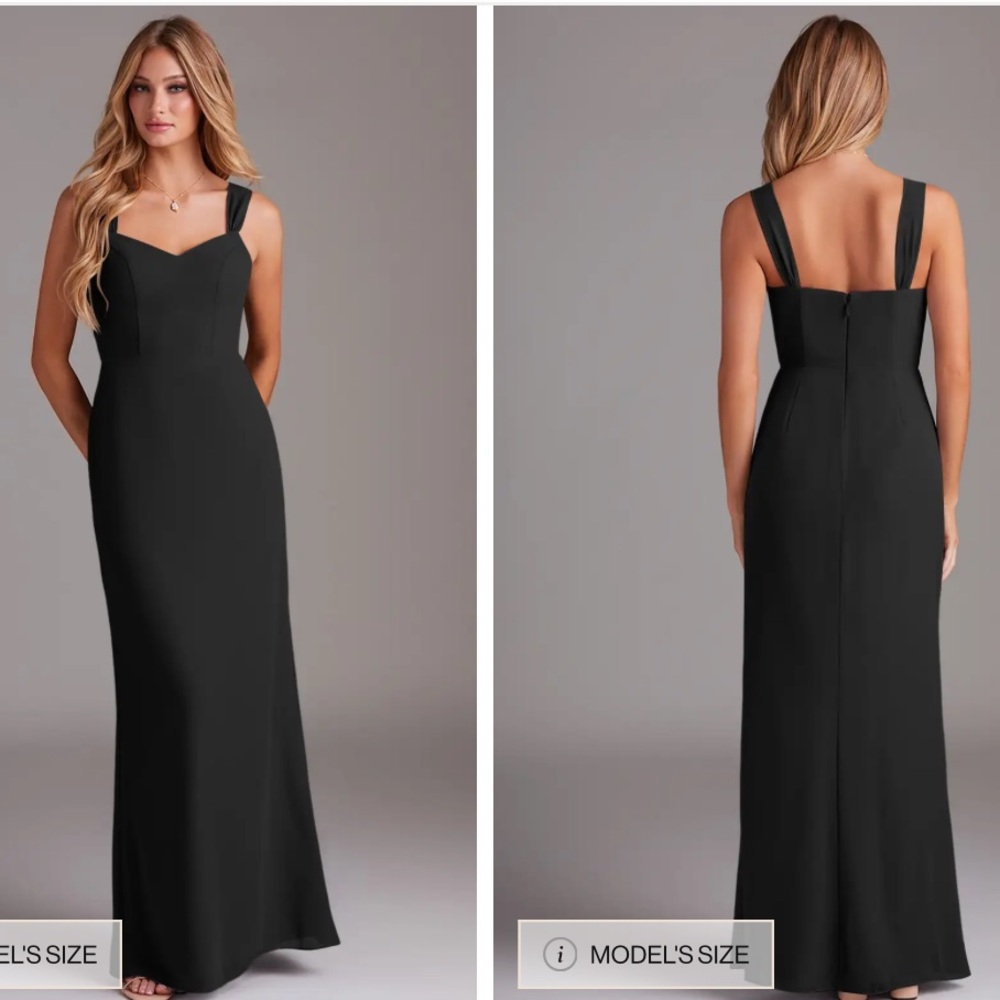 Azazie Black Chiffon Long Bridesmaid Dress Size 12